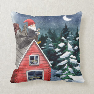 Almofada Scandinávia Tomten Natal Gnome Watercolor