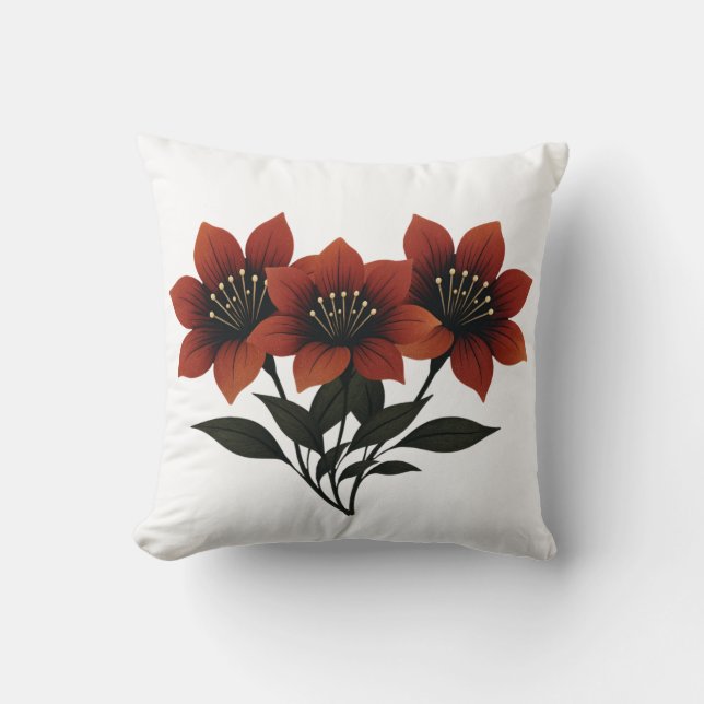 Almofada Scarlet Blooms Negros (Frente)