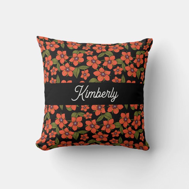 Almofada Scarlet Pimpernel Watercolor Monogram Name (Frente)