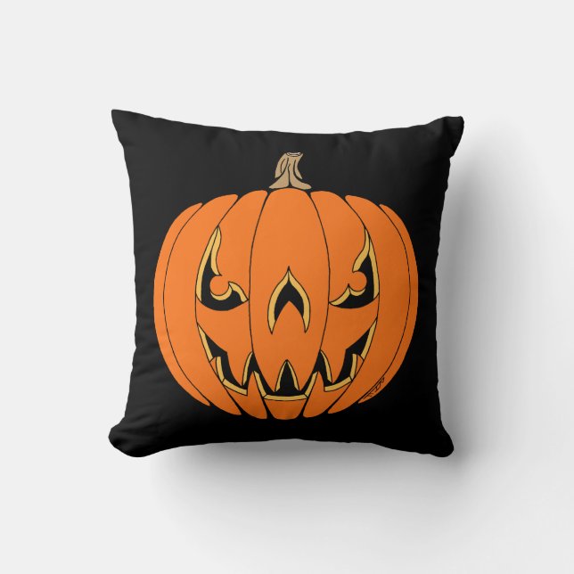 Almofada Scary Jack-o'-Lantern Halloween Design (Frente)