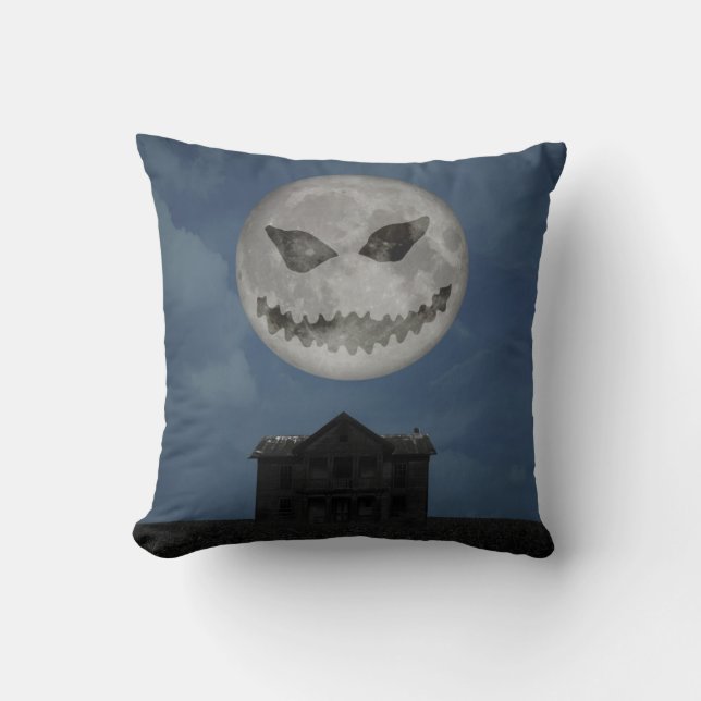 Almofada Scary Jack O Lantern Halloween Moon (Frente)