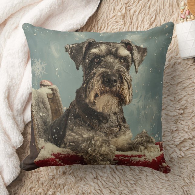 Almofada Schnauzer Cachorro Natal Festivo (Cobertor)