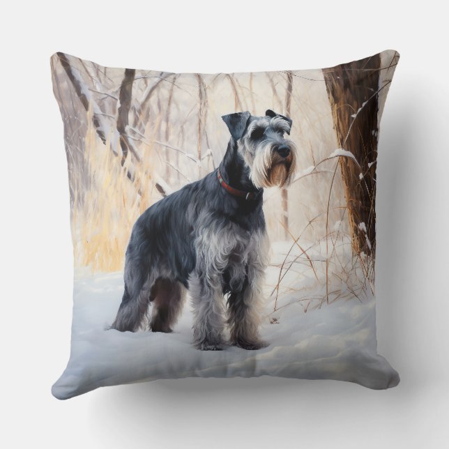 Almofada Schnauzer Deixe Nevar Natal (Verso)