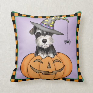 Almofada Schnauzer diminuto do Dia das Bruxas