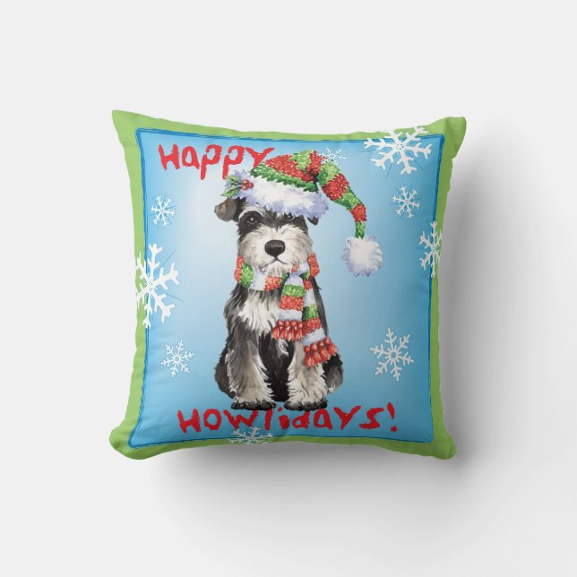 Almofada Schnauzer diminuto feliz de Howlidays (Frente)