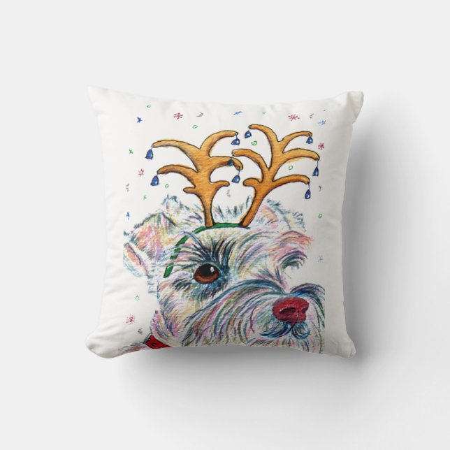 Almofada Schnauzer do Natal (Frente)