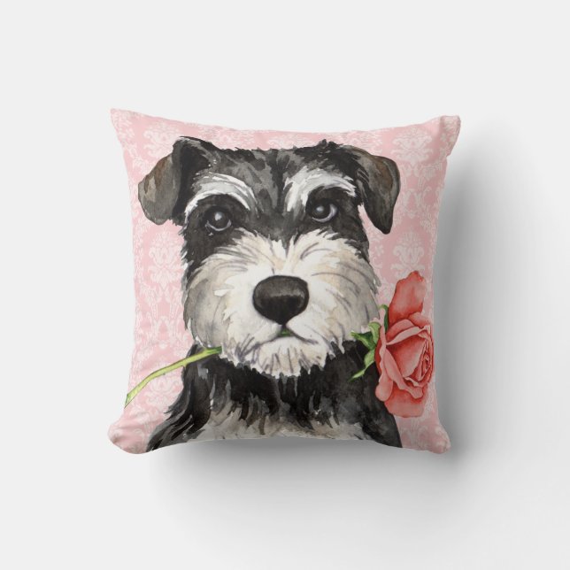 Almofada Schnauzer do rosa dos namorados mini (Frente)