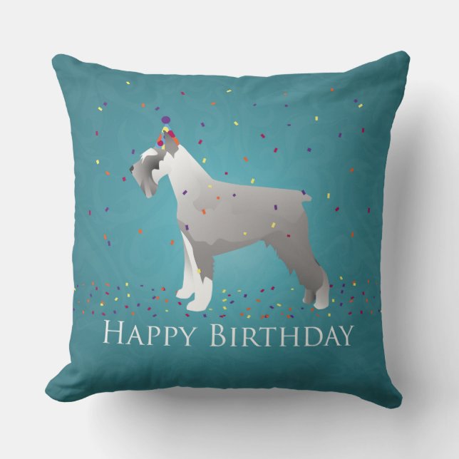 Almofada Schnauzer Happy Birthday Design (Frente)