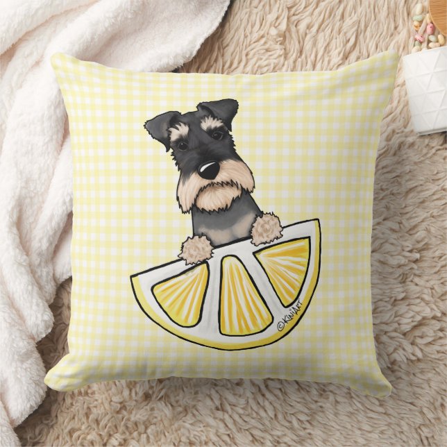 Almofada Schnauzer Lemon Gingham Throw Pillow (Cobertor)