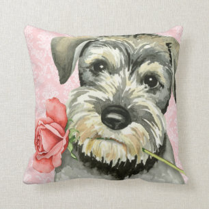 Almofada Schnauzer padrão do rosa dos namorados
