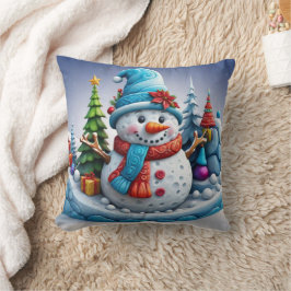 Almofada Schneemann in Winterlandschaft -