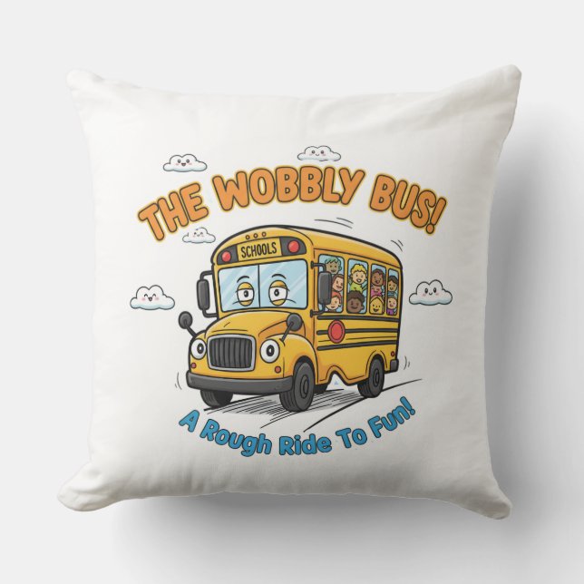 Almofada School Bus Nursery Decor-The Wobbly Bus (Frente)