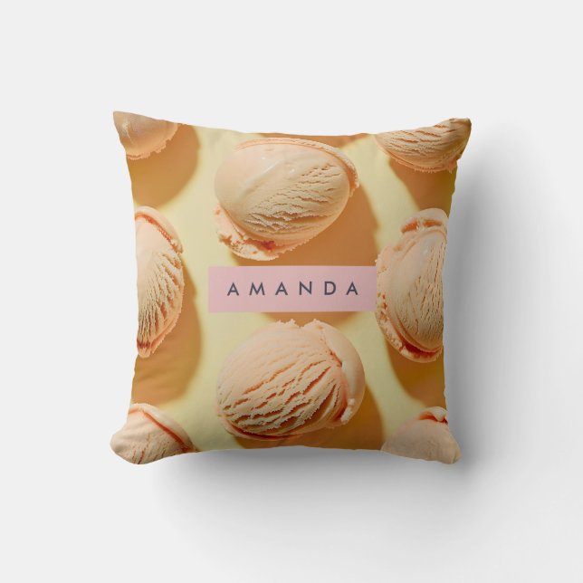 Almofada Scoop de Sorvete de Pêssego Personalizado (Frente)