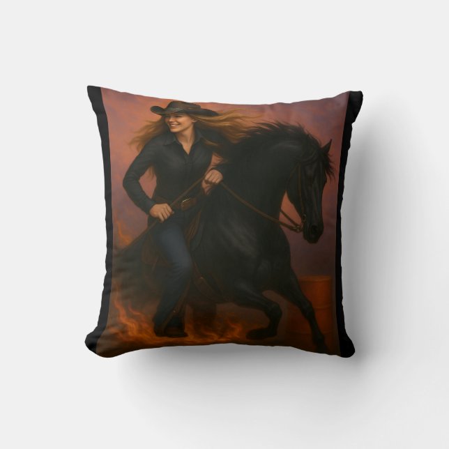 Almofada Scorching Fast Barrel Racing Team Throw Pillow (Frente)