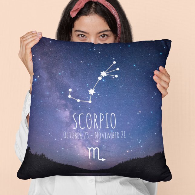 Almofada Scorpio | Constelação Zodiac Personalizada (Criador carregado)