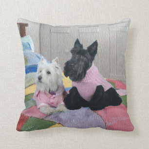 Almofada Scottie e Westie - Travesseiro de Inverno para Ter