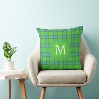 Almofada Scottish green &blue Plaid monogram