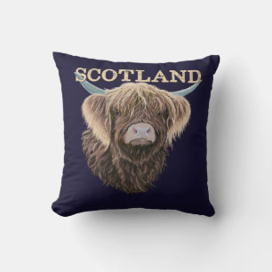 Almofada Scottish Highland Cow With Scotland Slogan