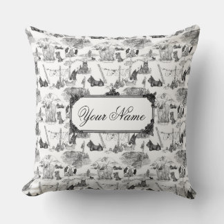 Almofada SCOTTISH Terrier Black Toile w/Custom Name