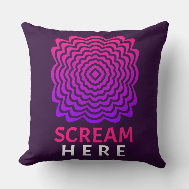 Almofada Scream Here | Pink & Purple Ripple Throw Pillow (Frente)