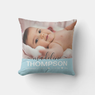 Almofada Script Blue Baby Newborn Name