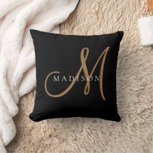 Almofada Script de Monograma Dourado e Na moda rico