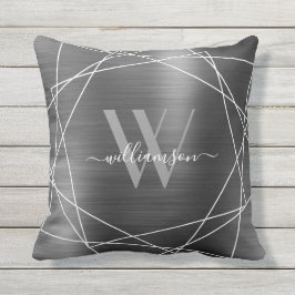 Almofada Script de nome do monograma de metal escovado por 