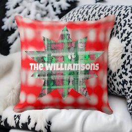 Almofada Script de nome estrela celestial xadrez verde bran