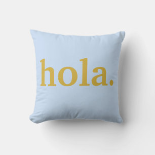 Almofada Script Dourado Hola e Azul