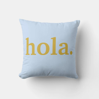 Almofada Script Dourado Hola e Azul