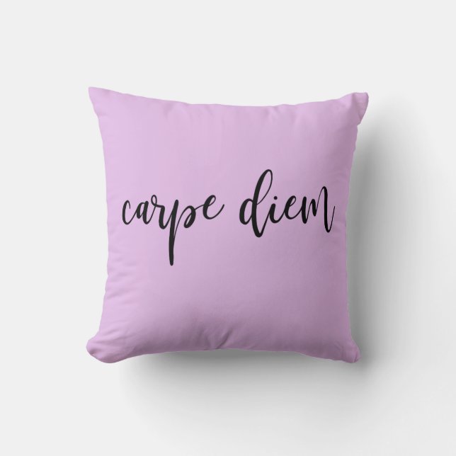 Almofada Script Elegante de Diem de Carpe Rosa-lavanda (Frente)