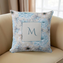 Script Floral de Aquarela Azul Prateado