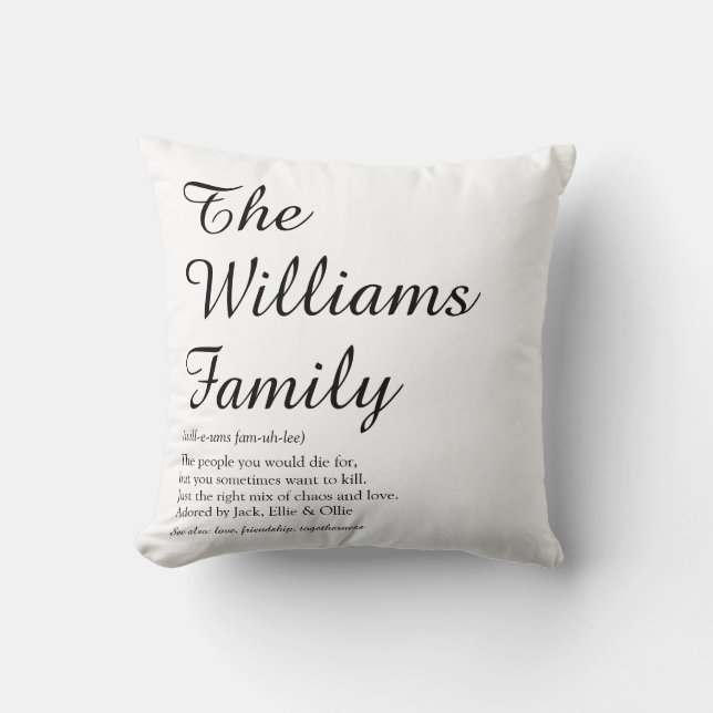 Almofada Script Personalizado Definição da Sua Família (Frente)