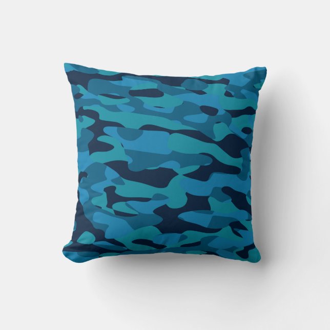 Almofada sea blue, midnight blue, teal blue, and blue camo (Frente)