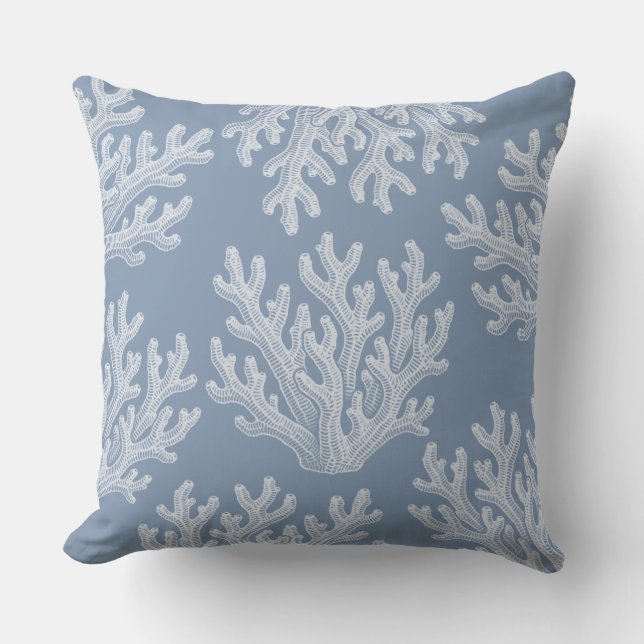Almofada Sea Coral Silhouette Throw Pillow | Silver Blue (Frente)