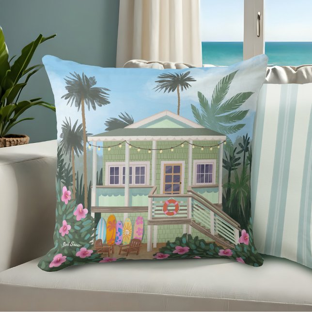 Almofada Sea Foam Green Beach House | (Criador carregado)