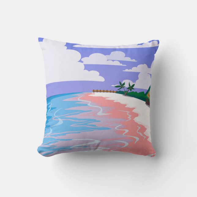 Almofada Sea landscape of tropical beach with pink sand,  b (Frente)