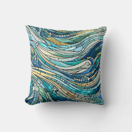 Almofada Sea of Waves Teal Mosaic Fine Art