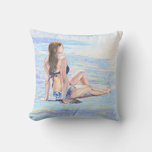 Almofada *~* Sea Shore Beach Woman Beach AR29
