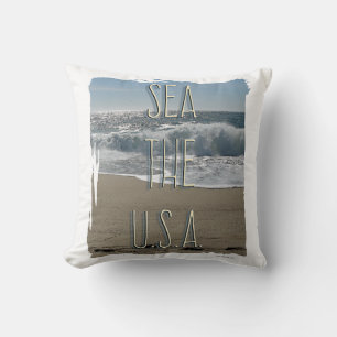 Almofada Sea The U.S.A Beach Life Fund Summer Slogan