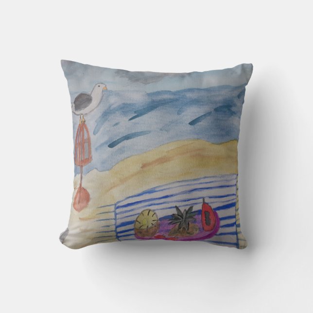 Almofada Seagull na praia Cushion (Frente)