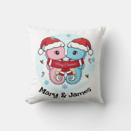Almofada Seahorse Couple Personalized Christmas Pillow