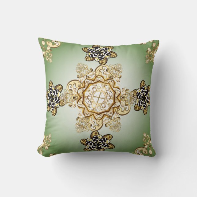Almofada Seamless classic vintage golden pattern. Vintage i (Frente)