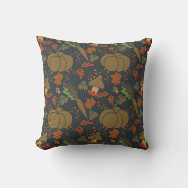 Almofada Seamless pattern Pumpkin & carrot dark background (Frente)
