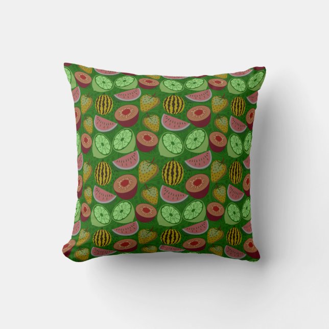 Almofada Seamless pattern tropical fruit & green background (Frente)