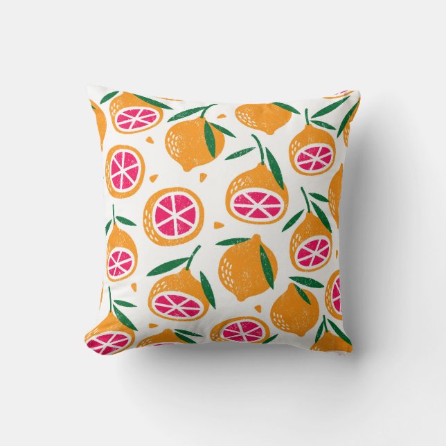 Almofada Seamless pattern with fruits. Stamp textured. (Frente)