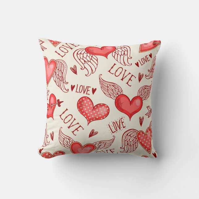 Almofada Seamless pattern with hearts. Happy Valentine's Da (Frente)