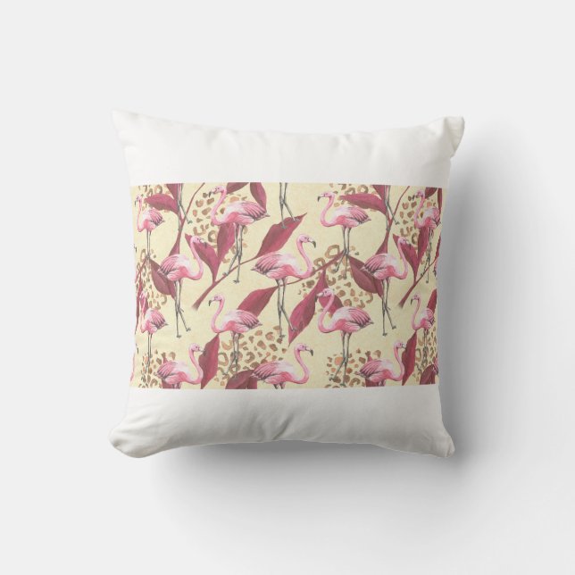 Almofada Seamless tropical pattern with pink flamingo, leav (Frente)