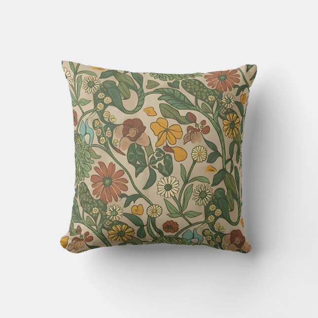Almofada Seamless vintage botanical pattern  (Frente)