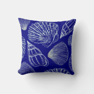 Almofada Seashell Beach House Coastal Blue Shell